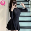 Đồ bơi bikini 1 mảnh liền thân kiểu váy, tay ngắn hoặc dài, khóa kéo trước nữ (39-62kg) - 169k 6