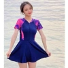 Đồ bơi bikini 1 mảnh liền thân kiểu váy, tay ngắn hoặc dài, khóa kéo trước nữ (39-62kg) - 169k 8