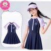 Đồ bơi bikini liền thân kiểu váy tay ngắn viền trắng cho bé gái giá chỉ 199.000đ 4