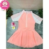Đồ bơi bikini liền thân kiểu váy tay ngắn viền trắng cho bé gái giá chỉ 199.000đ 5