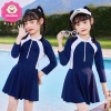 Đồ bơi bikini liền thân tay dài kiểu váy viền cho bé gái 10-45kg - Giá ưu đãi 147k 5
