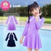 Đồ bơi bikini liền thân tay dài kiểu váy viền cho bé gái 10-45kg - Giá ưu đãi 147k 6