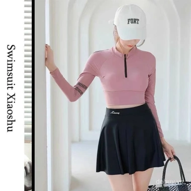 Đồ bơi hai mảnh chân váy, tay dài thể thao, eo cao kiểm soát bụng, bảo vệ da, cao cấp, giá chỉ 199.167₫ 2
