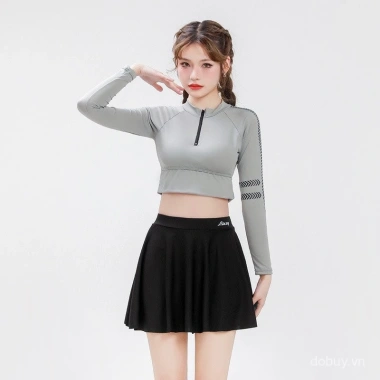 Đồ bơi hai mảnh chân váy, tay dài thể thao, eo cao kiểm soát bụng, bảo vệ da, cao cấp, giá chỉ 199.167₫ 3