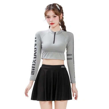 Đồ bơi hai mảnh chân váy, tay dài thể thao, eo cao kiểm soát bụng, bảo vệ da, cao cấp, giá chỉ 199.167₫ 5