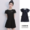 Đồ bơi hai mảnh Hàn Quốc, váy ngắn eo cao, màu khối, kiểm soát bụng - Giảm 20%
