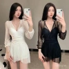Đồ bơi Hàn Quốc 2.024 áo liền thân dài tay ren ôm sát sexy, có gọng cho nữ sinh viên