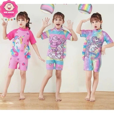 Đồ bơi liền thân bé gái 14-32kg - Bikini ngựa Pony tay ngắn và dài, chỉ 179k 2