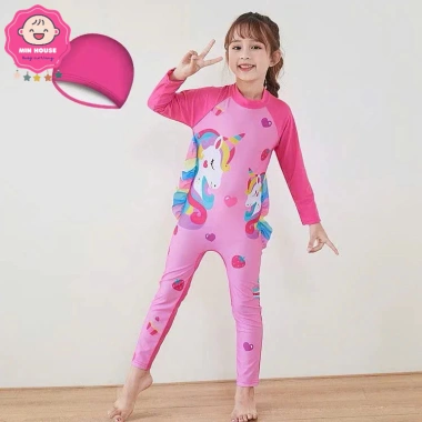 Đồ bơi liền thân bé gái 14-32kg - Bikini ngựa Pony tay ngắn và dài, chỉ 179k 4