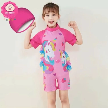 Đồ bơi liền thân bé gái 14-32kg - Bikini ngựa Pony tay ngắn và dài, chỉ 179k 5