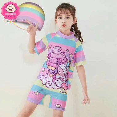 Đồ bơi liền thân bé gái 14-32kg - Bikini ngựa Pony tay ngắn và dài, chỉ 179k 6