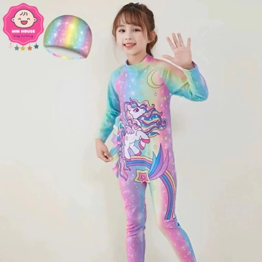 Đồ bơi liền thân bé gái 14-32kg - Bikini ngựa Pony tay ngắn và dài, chỉ 179k 8