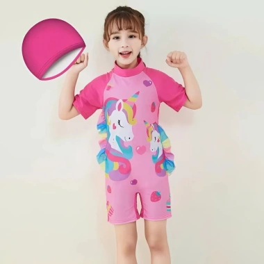 Đồ bơi liền thân bé gái 14-32kg - Bikini ngựa Pony tay ngắn và dài, chỉ 179k 9
