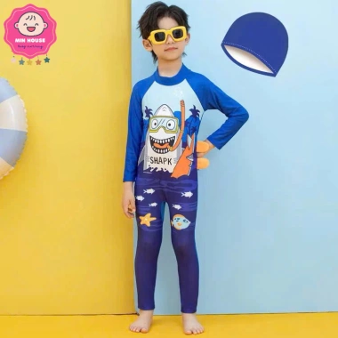 Đồ bơi liền thân bé trai 14-30kg, tay ngắn dài, họa tiết sinh động, giá 179k 7