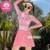 Đồ bơi liền thân kiểu váy tay dài cho bé gái - 149k, phù hợp đi biển du lịch 4