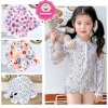Đồ bơi liền thân tay dài hoa lá cherry cho bé gái 10-38kg - Siêu nhẹ, thích hợp đi biển, đi bơi - Giá 129.000₫