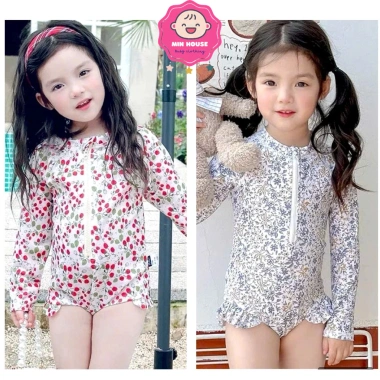 Đồ bơi liền thân tay dài hoa lá cherry cho bé gái 10-38kg - Siêu nhẹ, thích hợp đi biển, đi bơi - Giá 129.000₫ 3 Đồ bơi liền thân tay dài hoa lá cherry cho bé gái 10-38kg - Siêu nhẹ, thích hợp đi biển, đi bơi - Giá 129.000₫ 3