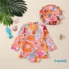 Đồ Bơi Liền Thân Tay Dài + Mũ Vỏ Sò Họa Tiết Hoa Xinh - Thời Trang Xuân Hè Giảm Giá 8