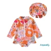 Đồ Bơi Liền Thân Tay Dài + Mũ Vỏ Sò Họa Tiết Hoa Xinh - Thời Trang Xuân Hè Giảm Giá 9
