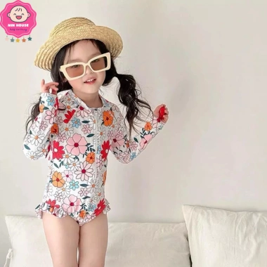 Đồ bơi liền thân tay dài nàng tiên cá hoa lá công chúa bé gái, giá chỉ 109k 5