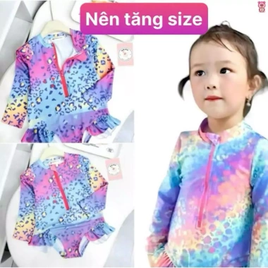 Đồ bơi liền thân tay dài nàng tiên cá hoa lá công chúa bé gái, giá chỉ 109k 10