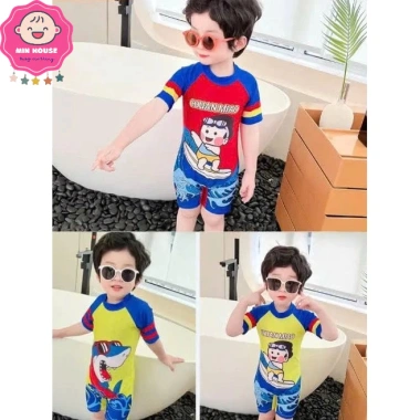 Đồ bơi liền thân tay raglan họa tiết ngộ nghĩnh cho bé trai 8-27kg giảm giá 139k