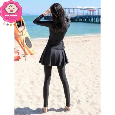 Đồ bơi nữ 40-58kg bikini 3 mảnh áo tay dài, quần dài chống nắng, váy rời, ưu đãi 279k