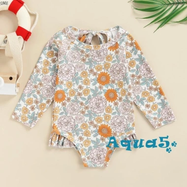 Đồ Bơi Nữ Một Mảnh Tay Dài Cổ Tròn In Trái Tim/Hoa – Màu Trắng Đỏ Cam, Giá 126.468₫