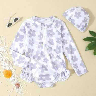 Đồ bơi suối nước nóng dài tay cho bé gái, khô nhanh, thời trang, giá chỉ 164.830 VND 2