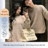Đồ cặp nam nữ PINKLOVE set couple áo nam đầm nữ thu đông, khoét vai vải len dày dặn, giảm còn 500k 2