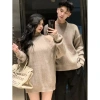 Đồ cặp nam nữ PINKLOVE set couple áo nam đầm nữ thu đông, khoét vai vải len dày dặn, giảm còn 500k 8