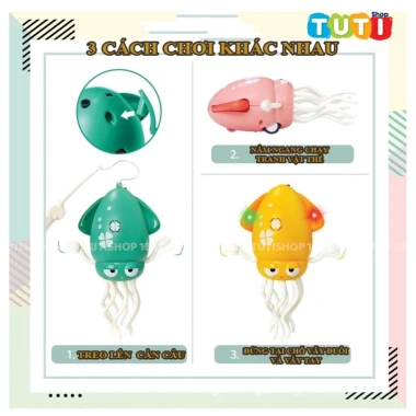 Đồ chơi bạch tuộc nhảy múa 2in1 tránh vật cản, phát sáng, cần câu, giá ưu đãi 45k 6