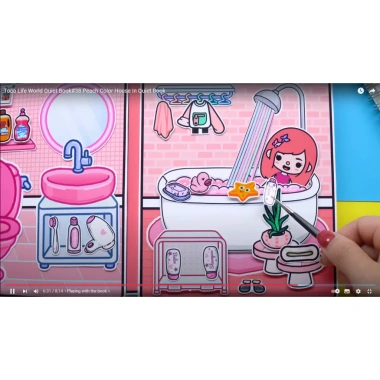 Đồ chơi bé gái Kuromi cô tiên xanh - Ngôi nhà Peach Color House Quiet Book, giá 75.000₫ 2