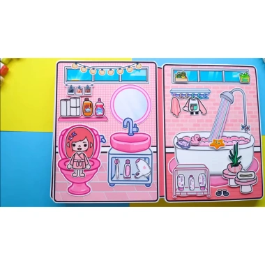 Đồ chơi bé gái Kuromi cô tiên xanh - Ngôi nhà Peach Color House Quiet Book, giá 75.000₫ 3