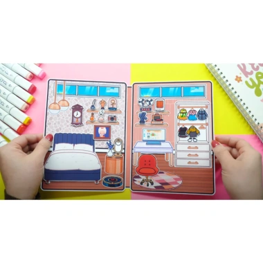 Đồ chơi bé Ngôi nhà búp bê giấy Toca Life Quiet Book - Mansion, giảm 140.000₫