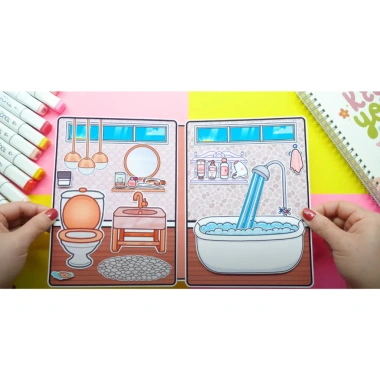 Đồ chơi bé Ngôi nhà búp bê giấy Toca Life Quiet Book - Mansion, giảm 140.000₫
