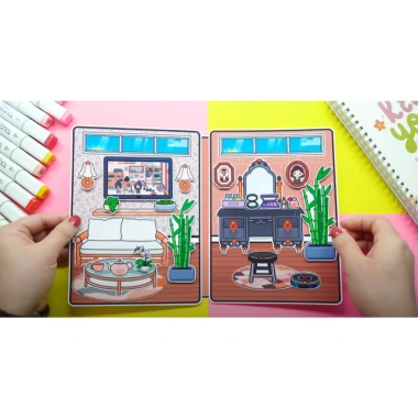 Đồ chơi bé Ngôi nhà búp bê giấy Toca Life Quiet Book - Mansion, giảm 140.000₫