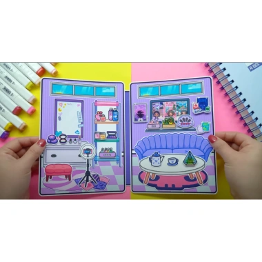 Đồ chơi bé Ngôi nhà búp bê giấy Toca Life World Quiet Book #28 Purple House – Giá chỉ 140.000đ