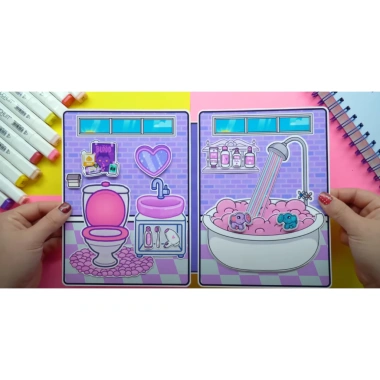 Đồ chơi bé Ngôi nhà búp bê giấy Toca Life World Quiet Book #28 Purple House – Giá chỉ 140.000đ