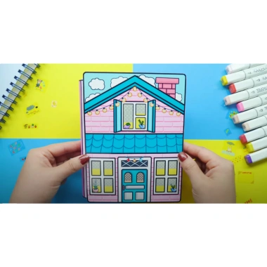 Đồ chơi bé - Ngôi nhà búp bê giấy Wednesday và Enid Quiet Book 2 - Enid Pink House, giảm giá 140.000₫ 2