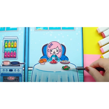 Đồ chơi bé nhà búp bê giấy Toca Life World Quiet Book số 19 The Girl in the Blue House Giá ưu đãi 140.000đ 8