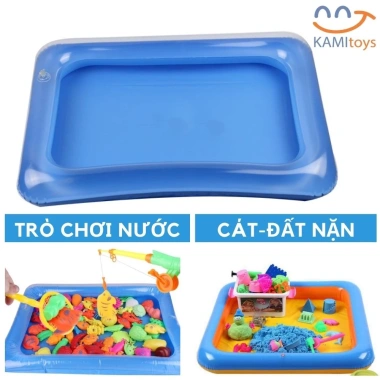 Đồ chơi Bể phao mini bơm hơi - Bàn cát nặn, Câu cá nước, mã 50.015a, Giá 19.000đ
