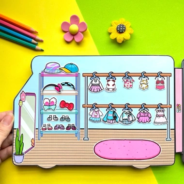 Đồ chơi Bóc dán Xe cắm trại công viên Hello Kitty - Búp bê giấy Pighandmade 199k