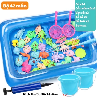 Đồ chơi câu cá nam châm có hồ bơi hơi – Chơi nước ngoài trời vui nhộn, giá ưu đãi 82k