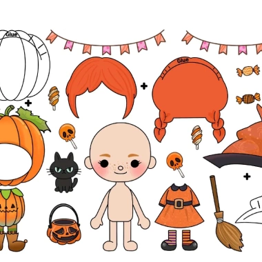 Đồ chơi cho bé giá rẻ Búp bê giấy Toca chủ đề - Set DIY tự cắt dán, thay đồ 10.000₫