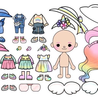Đồ chơi cho bé giá rẻ Búp bê giấy Toca chủ đề - Set DIY tự cắt dán, thay đồ 10.000₫