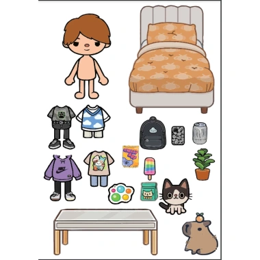 Đồ chơi cho bé giá rẻ - Búp bê giấy Toca đa chủ đề DIY tự cắt dán, set chỉ 10.000đ