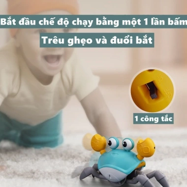 Đồ chơi con cua cảm biến va chạm, di chuyển tự động, âm thanh vui nhộn cho bé