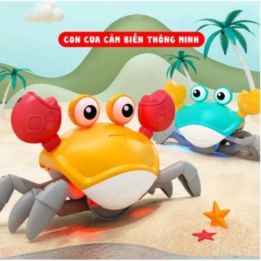 Đồ chơi con cua cảm biến va chạm, di chuyển tự động, âm thanh vui nhộn cho bé