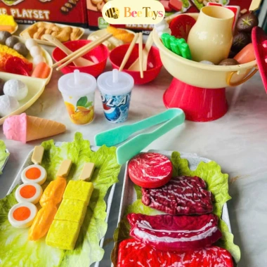 Đồ chơi đầu bếp nấu lẩu Hotpot 90 món Bee Toys, cho bé gái & bé trai, giá 175k 3